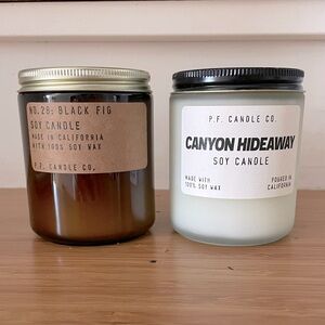 Pf candle co black fig  and canyon hideaway candles